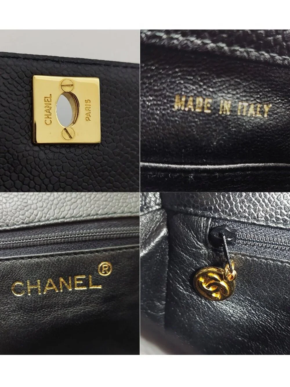 CHANEL Black Caviar Leather Square Box Flap Bag